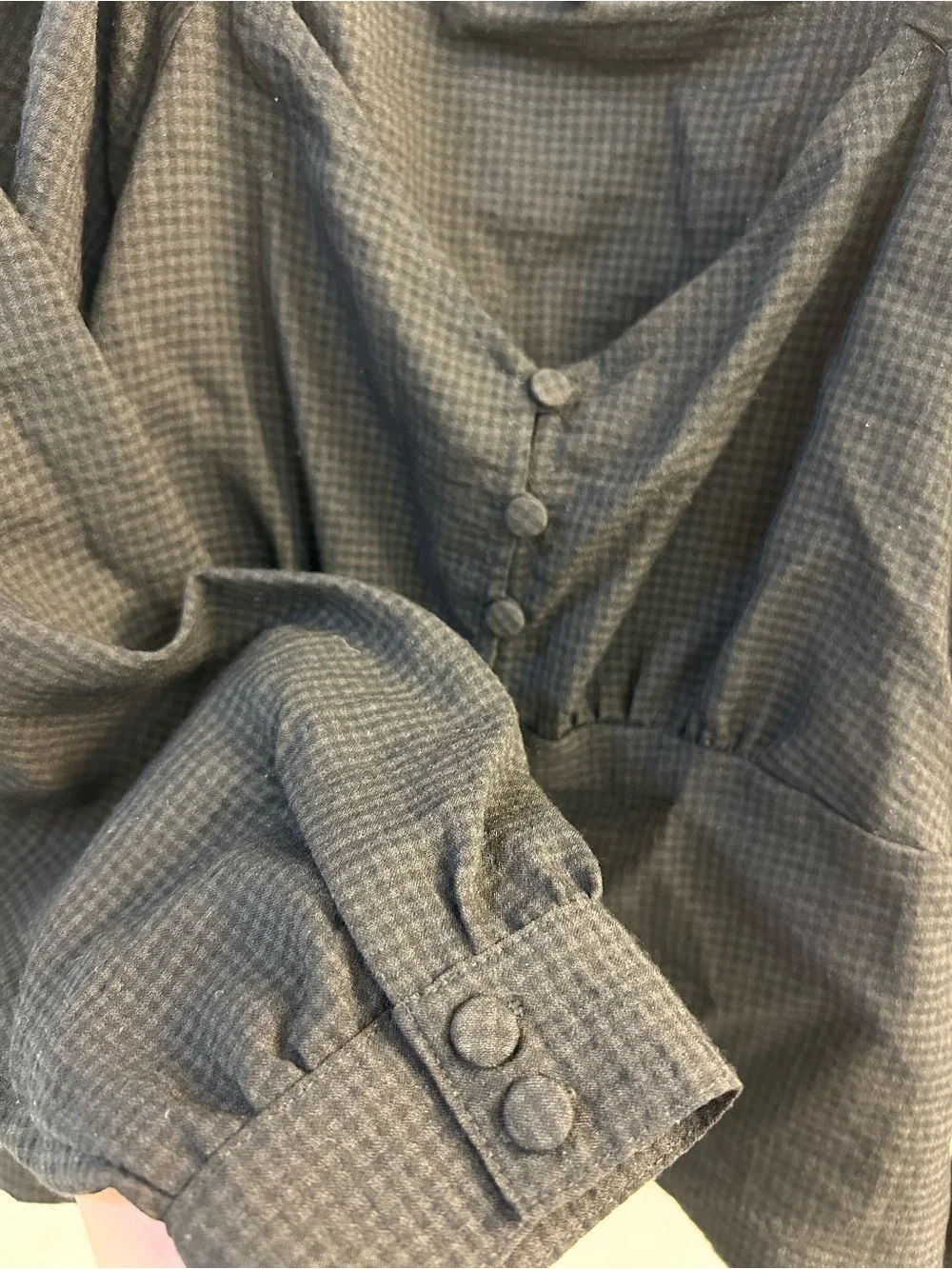 Madewell Black Puff-Sleeve Button-Front Blouse